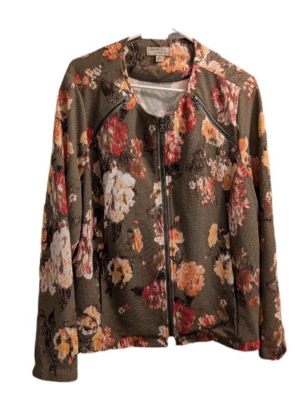 Simonton Says Designed By George Floral Light Zip Up 1X